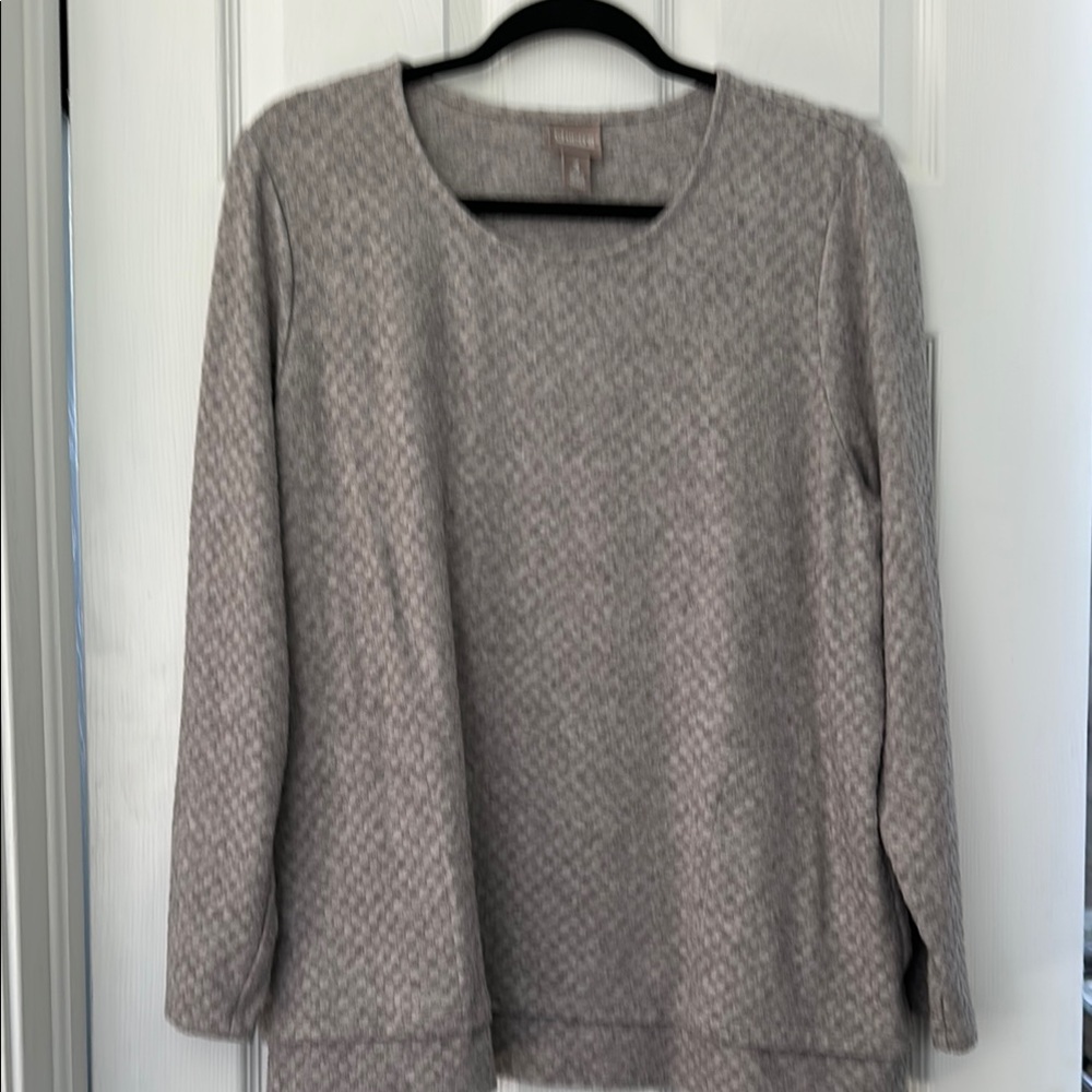 Chico’s Gray Textured Long Sleeve Top